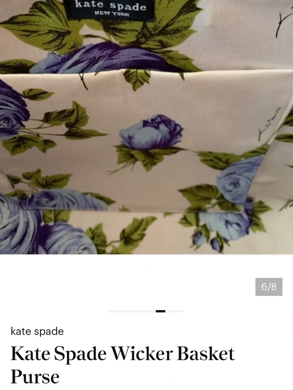 KATE SPADE Tan Woven Wicker basket Tote with Teal Ribbon
